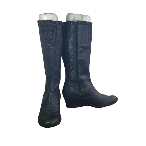 Merrell Larkspur black leather wedge tall boots - Picture 1 of 13